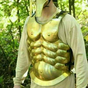 Medieval Roman Spartan Costume Muscle Jacket Handmade Brass Plating Chest Armor - Picture 1 of 5