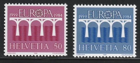 Switzerland    1984    Sc # 747-48   Europa      MNH    OG Cover