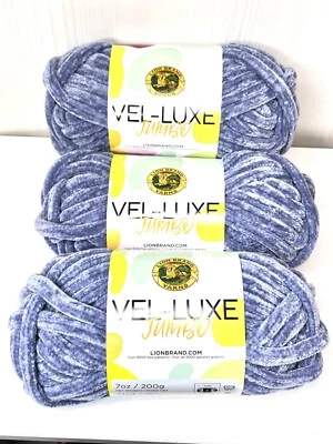 3 Lion Brand Yarns Vel Luxe Jumbo Silver Bullet 144Z Skein 7oz Dye Lot 91405 - Image 1 of 3