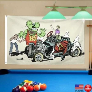 ¿Carrera de bandera de pinzón de rata? 3x5 Banderas 3 x 5 Banderas Hot Rod Hombre Cueva Banderas Carreras Garaje - Imagen 1 de 10