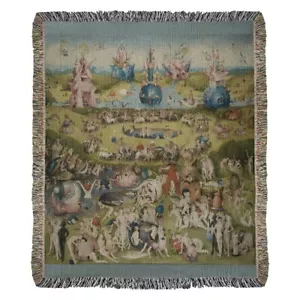 Manta de algodón Garden of Earthly Delights arte Hieronymus Bosch regalo hecha en EE. UU. - Imagen 1 de 2