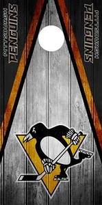 SINGLE Pittsburgh Penguins Cornhole Wrap Skin Game Board Decal Vinyl DT93 - Picture 1 of 1