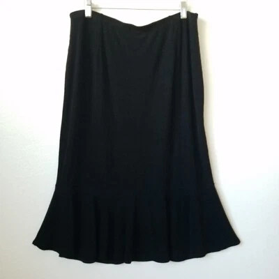 Picadilly Womens L Skirt Godet Fishtail Pullon Crinkle Slinky Whimsygoth Black - Image 1 of 4