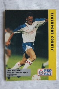 1991/92 Pro Set card No. 65 Neil Matthews / Stockport County Fixtures