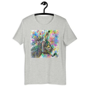 Camiseta UNISEX - DONKEY acuarela y lápiz retrato .2- camisa oreja de caballo ropa - Imagen 1 de 6