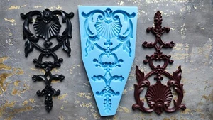 Silicone mold for large vertical furniture pediment 35 cm high (13.8 inch) - Picture 1 of 11