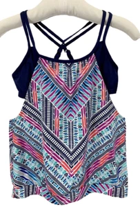 Jag Jeans Womens Chevron print Cross back Tankini Top Size XL - Picture 1 of 3