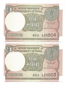India Re 1, Set of 2 Error Notes in sequence, Shashikant Das, starting with 420 - Picture 1 of 2