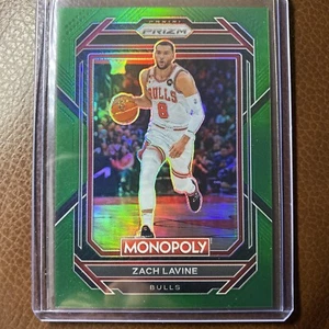 2022 Panini Monopoly Prizm Zach Lavine Green Prizm #14 07/24 Chicago Bulls SP - Picture 1 of 3