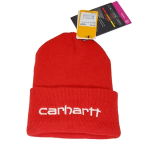 Carhartt Knit Insulated Logo Graphic Cuffed Beanie AH4068-M Red White Logo - Picture 1 of 7