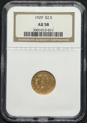 1929 Indian Quarter Eagle NGC AU58 Gold $2.5 Cover