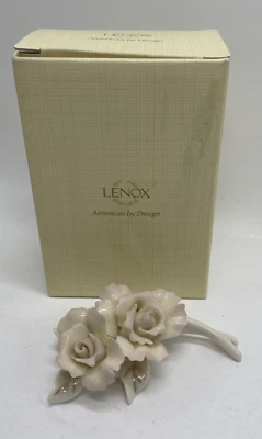 New Lenox Rose Flower Lapel Pin Brooch 3-1/2" Fine Porcelain With Gold Accent - Image 1 of 4