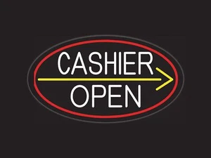 Insegna Neon Aperta Cassa per Espositori al Dettaglio | LED Flex Neon | 30"W x 17"H x 1"D - Foto 1 di 5
