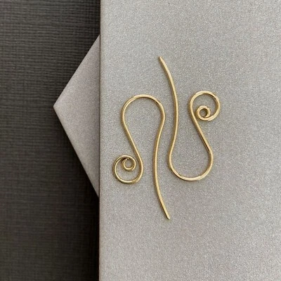 Gancho para pendientes de oro macizo de 10k, gancho para oreja en espiral, hallazgos para hacer joyas hechos a mano Foto 1 de 4