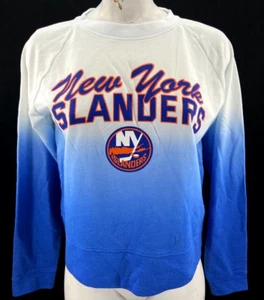 NEW NY New York Islanders NHL Concepts Ombre Blue LS Cropped Sweatshirt Womens M - Picture 1 of 8