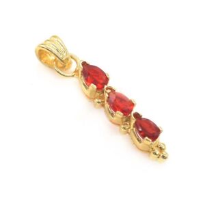 Simulated Red Garnet Quartz Handmade Gold Plated Jewelry Pendant 1 G280