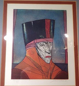 Vintage SAINT CLAIR CEMIN signierte Radierung 12/75 Holz gerahmt Kunst RAR - Bild 1 von 11
