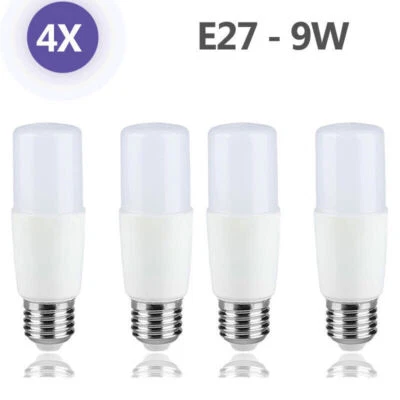 4X T37 LED tube bulb Stick 9W E27 cool white 6500K daylight - Image 1 of 4