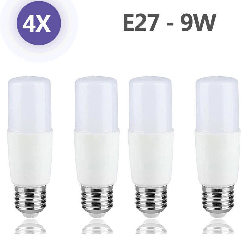 4X T37 LED tube bulb Stick 9W E27 cool white 6500K daylight - Image 1 of 4