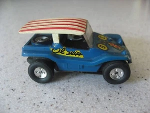 Aurora T-Jet Blue with Red Striped Top Dune Buggy Coupe HO Scale Slot Car ASIS - Picture 1 of 9