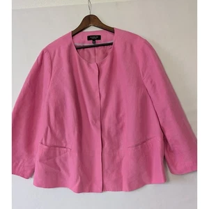 Talbots Woman Petites Pink Linen Cropped Blazer Jacket Size 22WP Career Casual - Picture 1 of 8