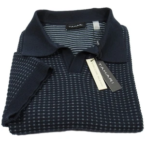 TAHARI Herren Poloshirt Rippstrick Kurzarm dunkelblau Größe L - Bild 1 von 10