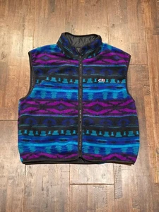 CB Sports Vest Mens Med Blue Purple Aztec Reversible Fleece Full Zip Outdoors - Picture 1 of 9