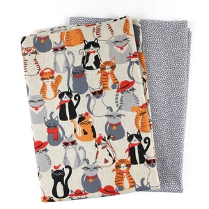Dekostoff Canvas Stoffpaket Katzen orange  DOTTY  2 x 50 x 140/150 cm ÖkoTex - Bild 1 von 3