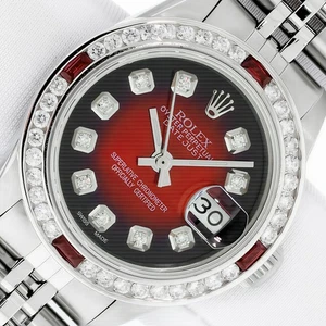 RELOJ ROLEX DATEJUST DAMAS ACERO INOXIDABLE ESFERA DIAMANTE ROJO, BISEL DIAMANTE RUBÍ - Imagen 1 de 11
