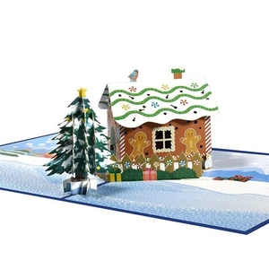 Handmade 3D Pop Up Christmas Card Ginger Bread House 20cm h x 15cm w - Picture 1 of 1