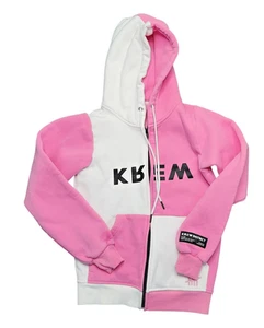 Krew District Full Zip Girls Pink & White Hoodie Size M - Picture 1 of 4