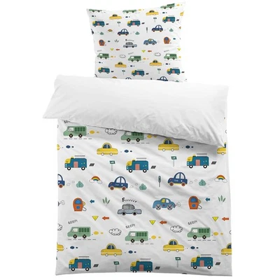 Housse de Couette Voiture 140x200 Enfant Garçon Parure de Lit en Microfibre 1... - Photo 1/4