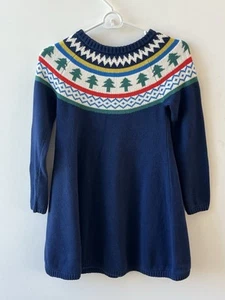 Hanna Andersson Girls FairIsle Holiday Sweater Dress US Size 8 Blue Christmas - Picture 1 of 6