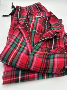 Victorias Secret Plaid Pajama Set Long Sleeve Button Up Sz Large Lightweight - Picture 1 of 18