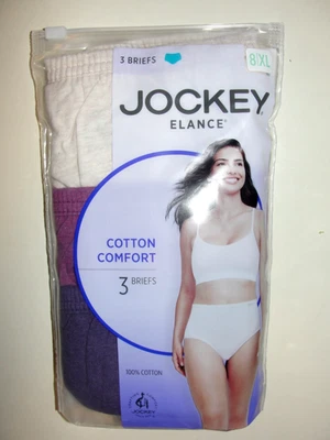 3 pares de calzoncillos cómodos de algodón Jockey Elance para mujer - talla 8 (XL) - nuevos en paquete Foto 1 de 3