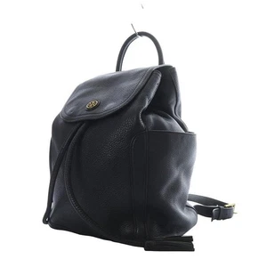 Tory Burch Black Leather Drawstring Backpack Rucksack Bag Women Free Shipping - Picture 1 of 9