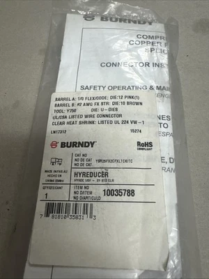 BURNDY HYREDUCER 10035788  1/0 -  #2awg YSR25FX2CFXLTCKITC  in-line splice kit - Image 1 of 2