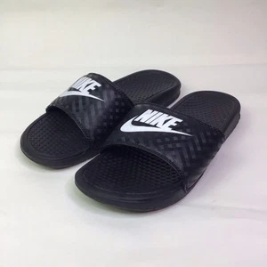 Nike Benassi JDI Slides Black White Women's 343881-011 Size 9 - Picture 1 of 7