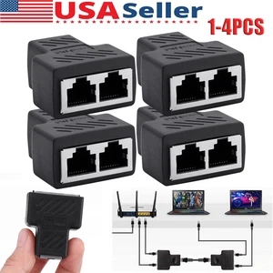 Adaptador divisor RJ45 1-4 piezas red LAN Ethernet de doble puerto Cat5e Cat6 - Imagen 1 de 12