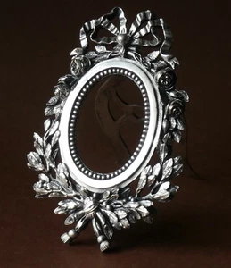 Louis XVI Medaillon Rahmen Neoklassizismus, Miniatur, Bronze versilbert Stil 18. Jh. - Bild 1 von 6