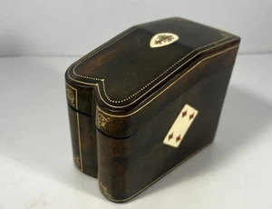 Caja de 2 barajas vintage italiana de cuero en relieve para jugar cartas - Imagen 1 de 8
