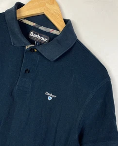 BARBOUR POLO SHIRT Size L (fits like Medium) Men`s Regular Fit Navy Blue - Picture 1 of 5