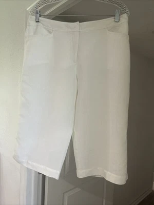Pantalones Cortos Largos Eileen Fisher Talla Mediana Mezcla de Lino Tela Italiana Foto 1 de 4
