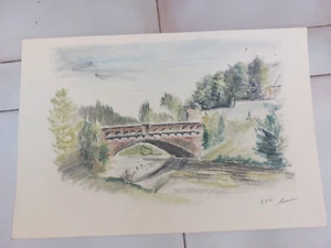 Bridge Seille André Simon 1926-2014 1945 Artist Lorraine Pencil - Picture 1 of 4