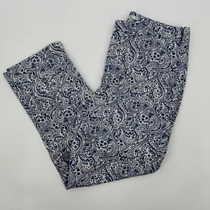 Boden Al Fresco Pants Women's 12R Blue Paisley Print Cotton Straight Leg Outdoor - Picture 1 of 7