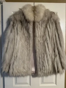 Vintage skandinavische Blaufuchs Jacke mittellanger Mantel Damen Medium weiß - Bild 1 von 6