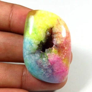 Pietra Preziosa Quarzo Solare Naturale 36x25mm 58Cts Multicolore Liscio Fancy Cabs SR-362 - Foto 1 di 9