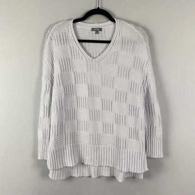 Suéter Pullover Habitat Clothes to Live in Beach Talla XS/S Blanco Alto Bajo Cuello en V Foto 1 de 4