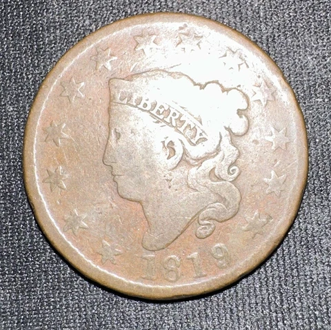 1819 Coronet Head Large Cent Good Cover