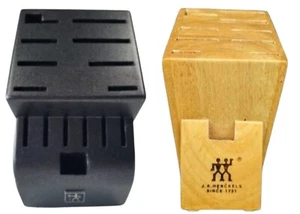 LOT of 2 Henckels Knife Block 10-slot Hardwood NATURAL + 15-slot BLACK GRAPHITE - Picture 1 of 7